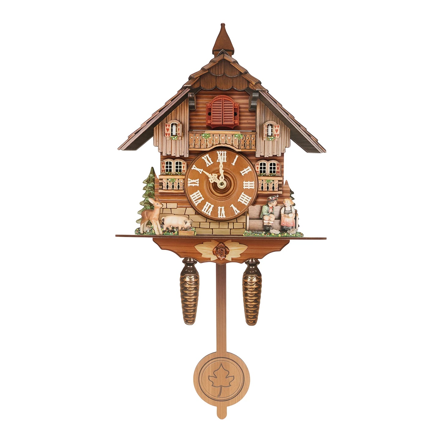 Vintage Cuckoo Wall Clock With Bird Chime Nordic Wooden Decor