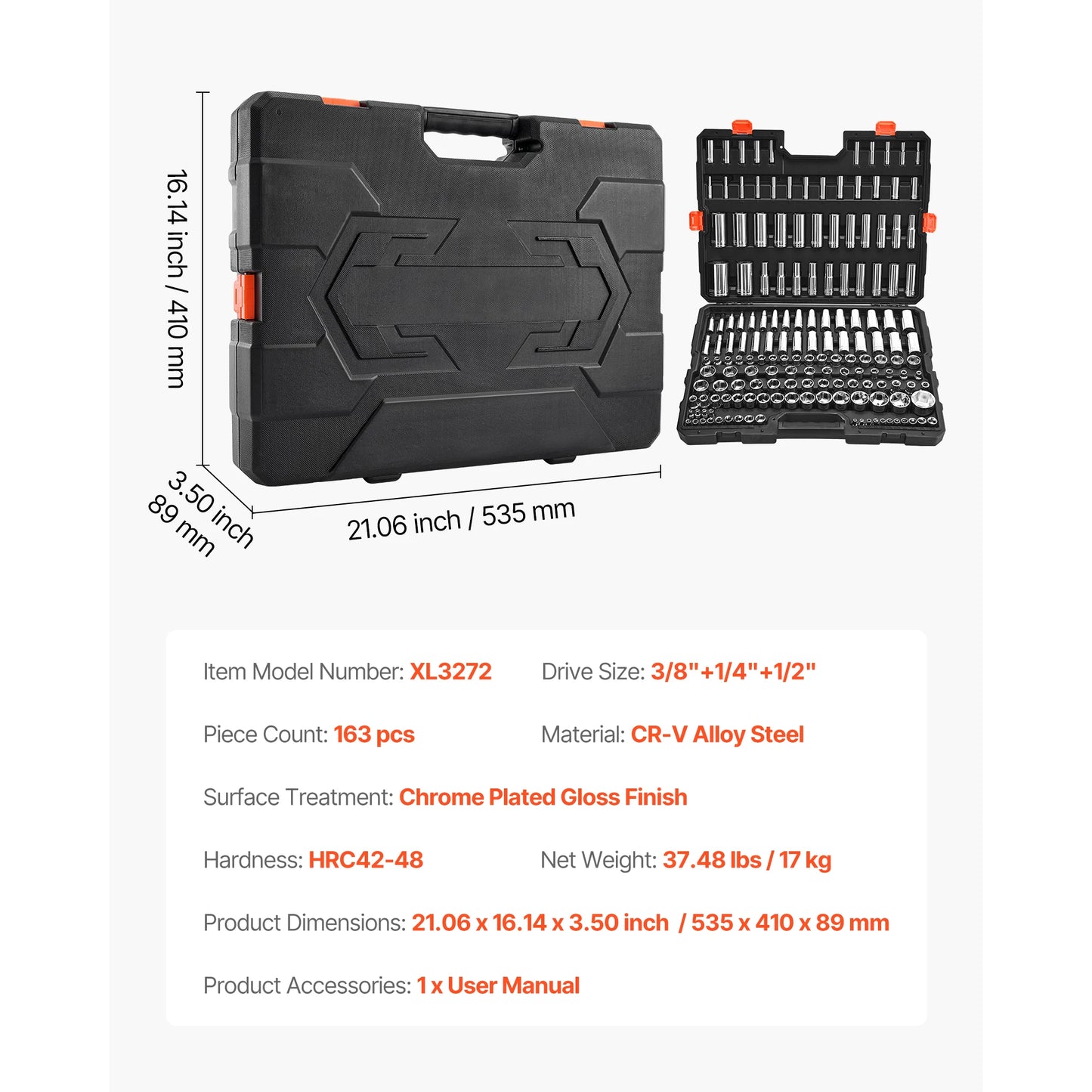 SucceBuy 86 Piece Socket Set Ratchet Mechanic Tool Kit