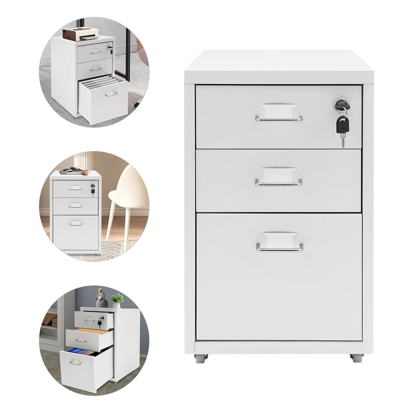 Metal Vertical File Cabinet With Lock For Office Or Study