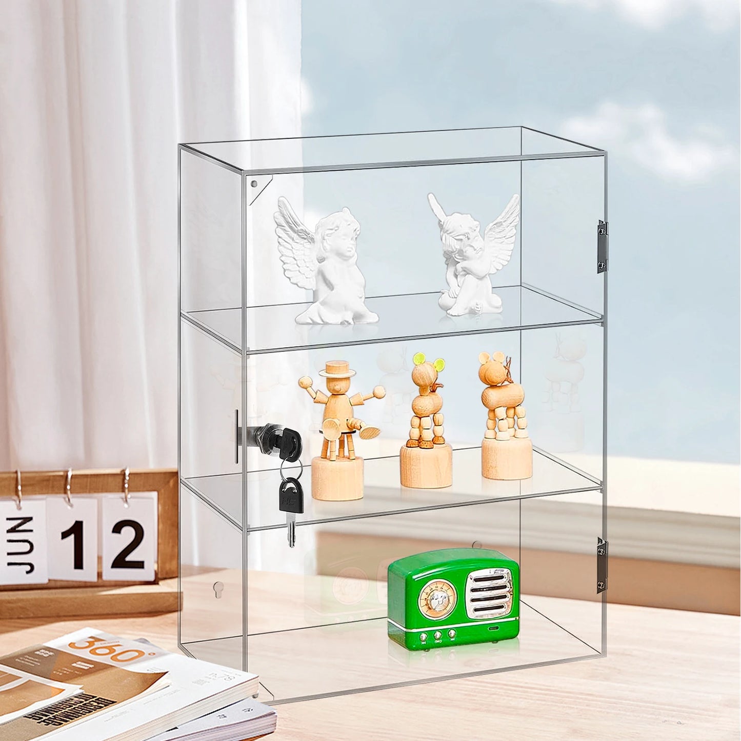 Acrylic Display Case for Collectibles Three-Tier Safe Showcase with Lock