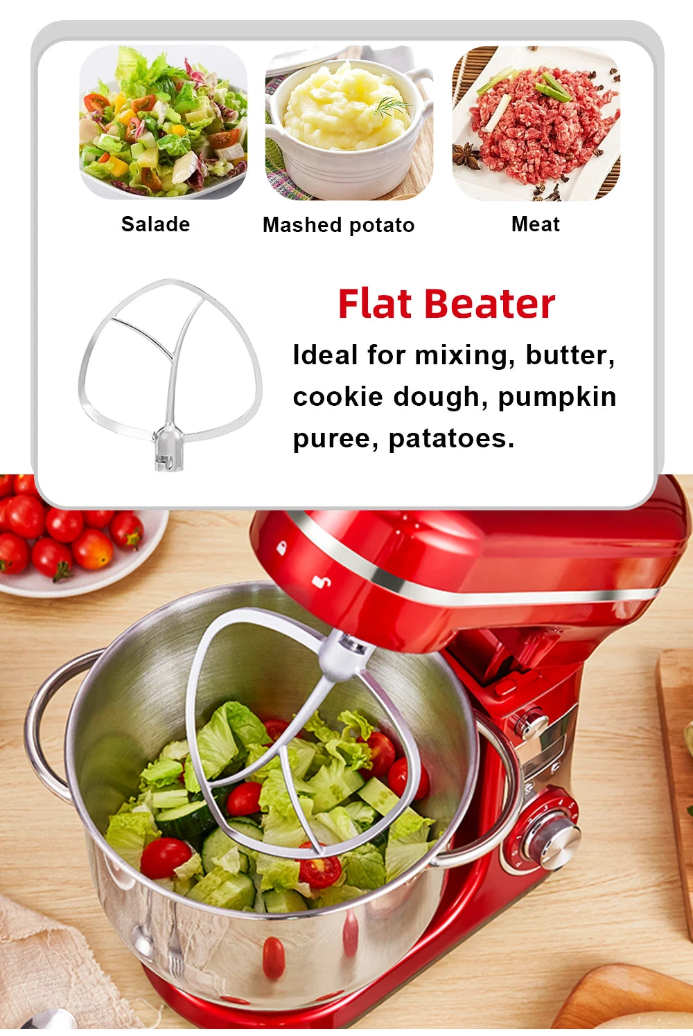 Biolomix BM601 Stand Mixer With 1200W Motor And 6 Speed