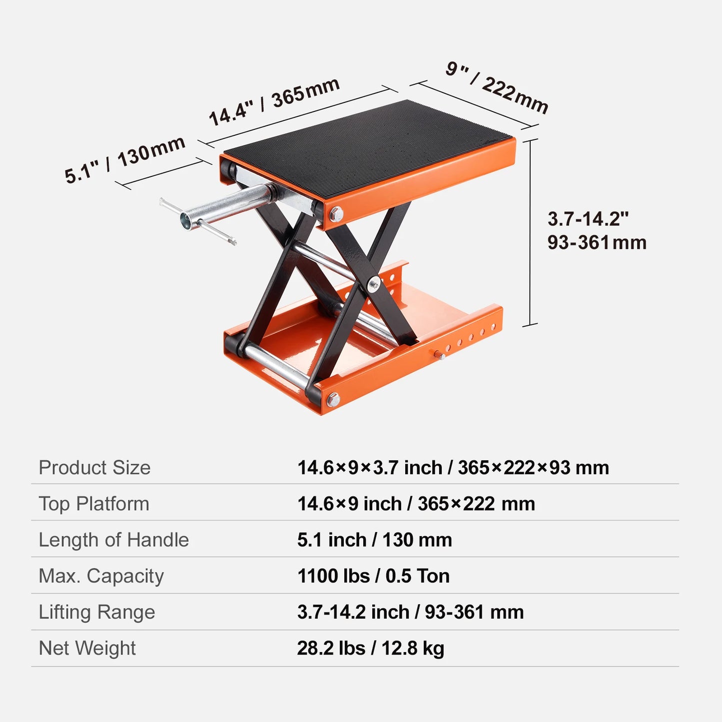 SucceBuy 1100 Lbs Motorcycle Lift Scissor Jack With Wide Deck