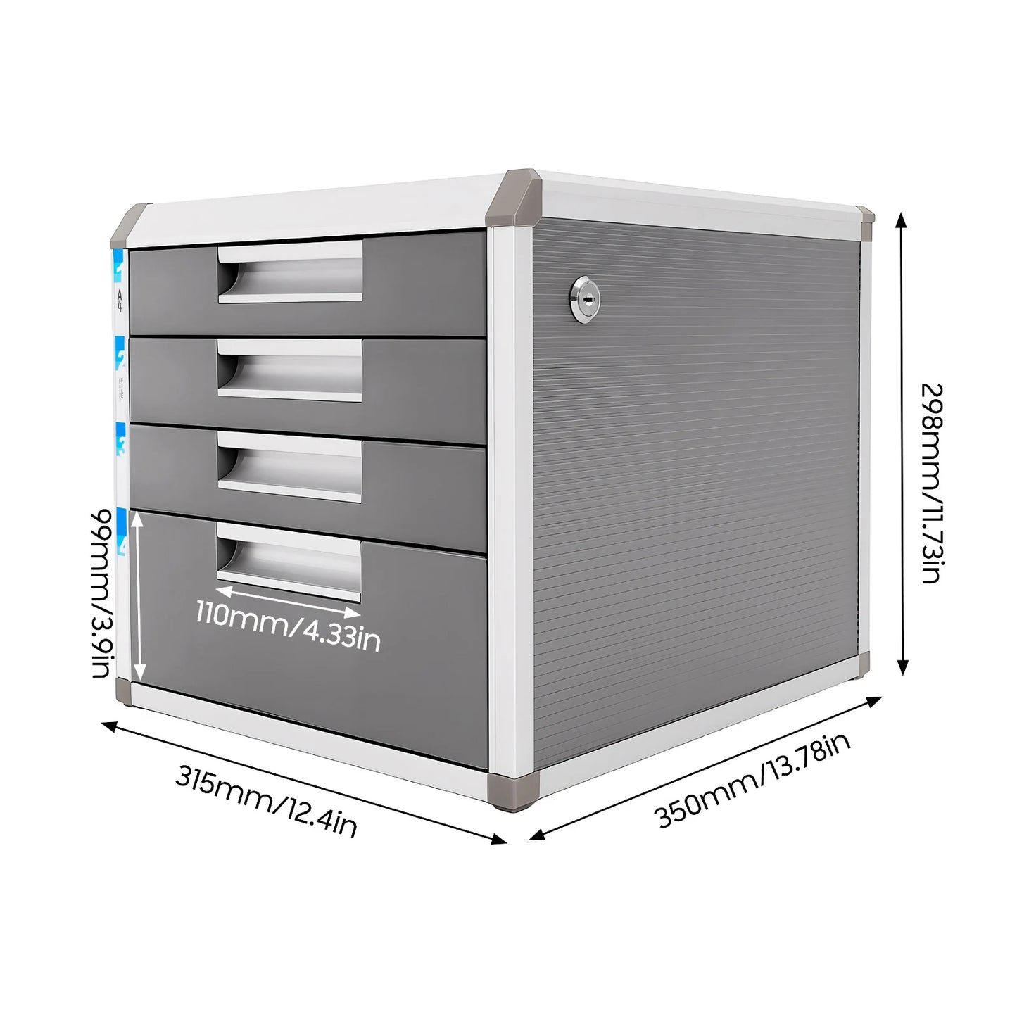 Bymaocar 4 Drawer Locking Desk Organizer Aluminum Alloy