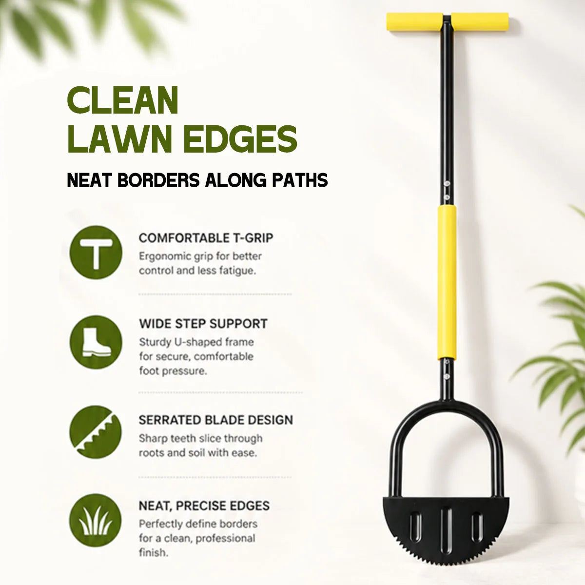 Heavy Duty Half Moon Lawn Edger With Serrated Blade And Ergonomic Handle