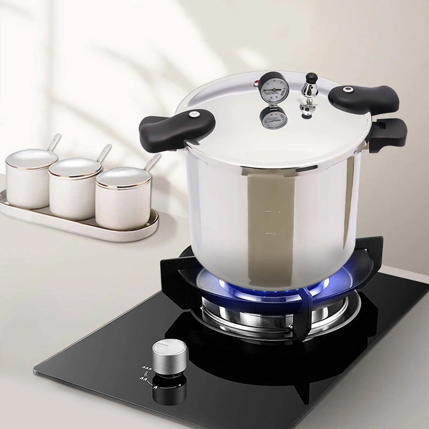 Bymaocar Aluminium Pressure Canner With Gauge And Valve
