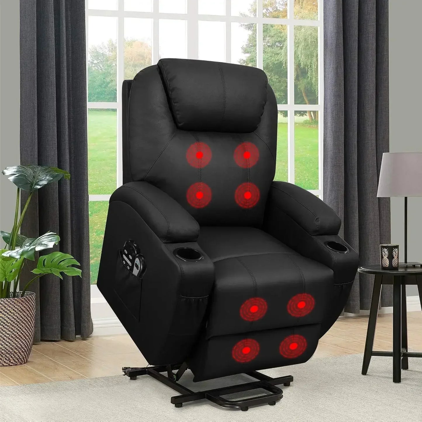 Flamaker Power Lift Recliner Chair PU Leather With Massage