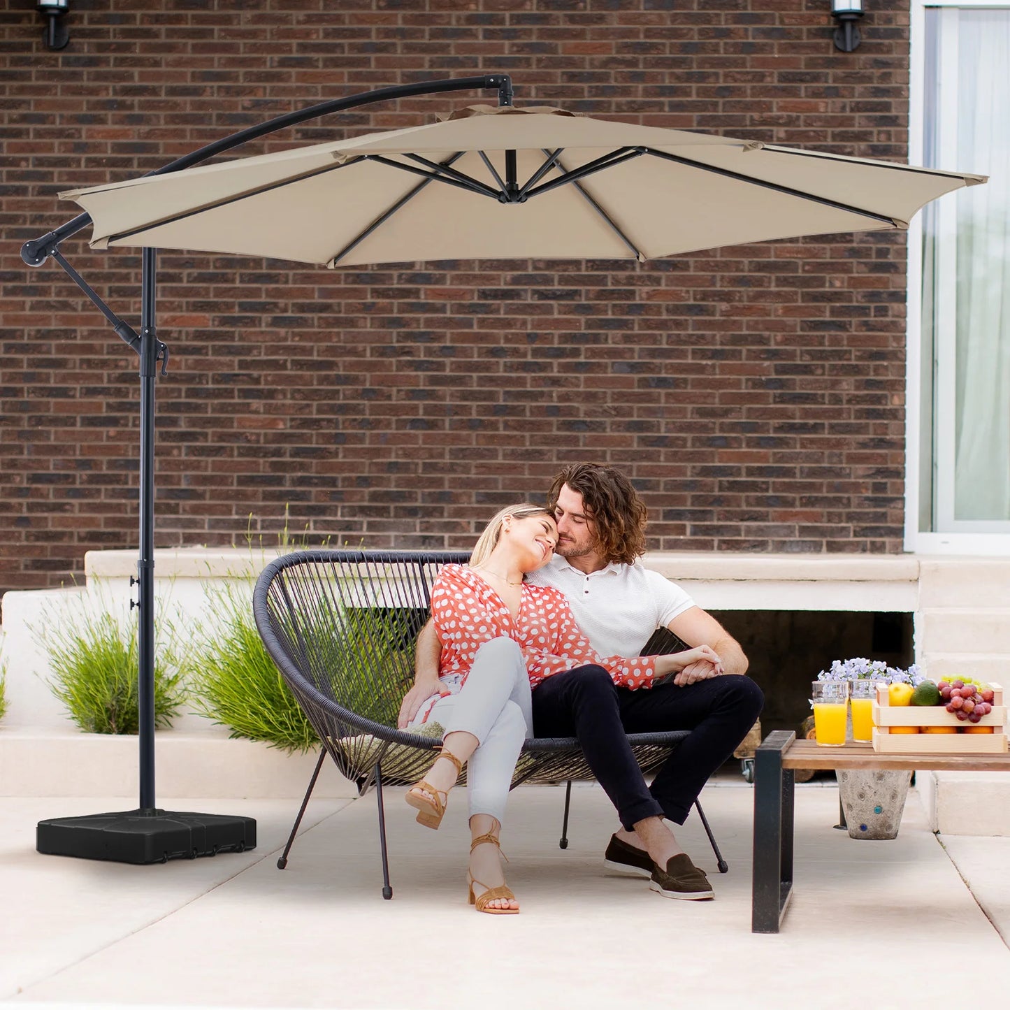 JHK Outdoor Cantilever Patio Umbrella Easy Tilt UV Protection