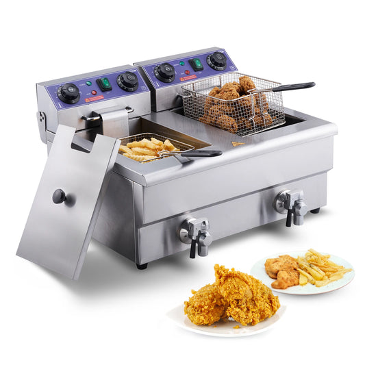 SucceBuy Electric Deep Fryer With Dual Removable Tanks