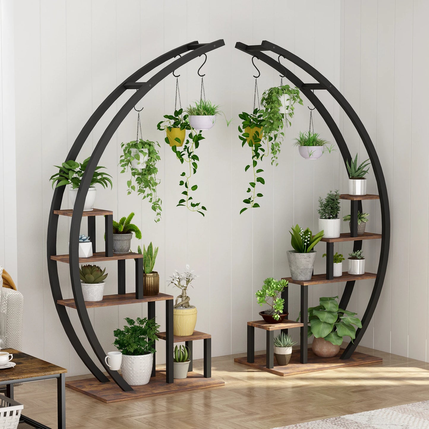Twister.CK 5 Tier Indoor Plant Stand Half Moon Shelf Rack 2 Pack