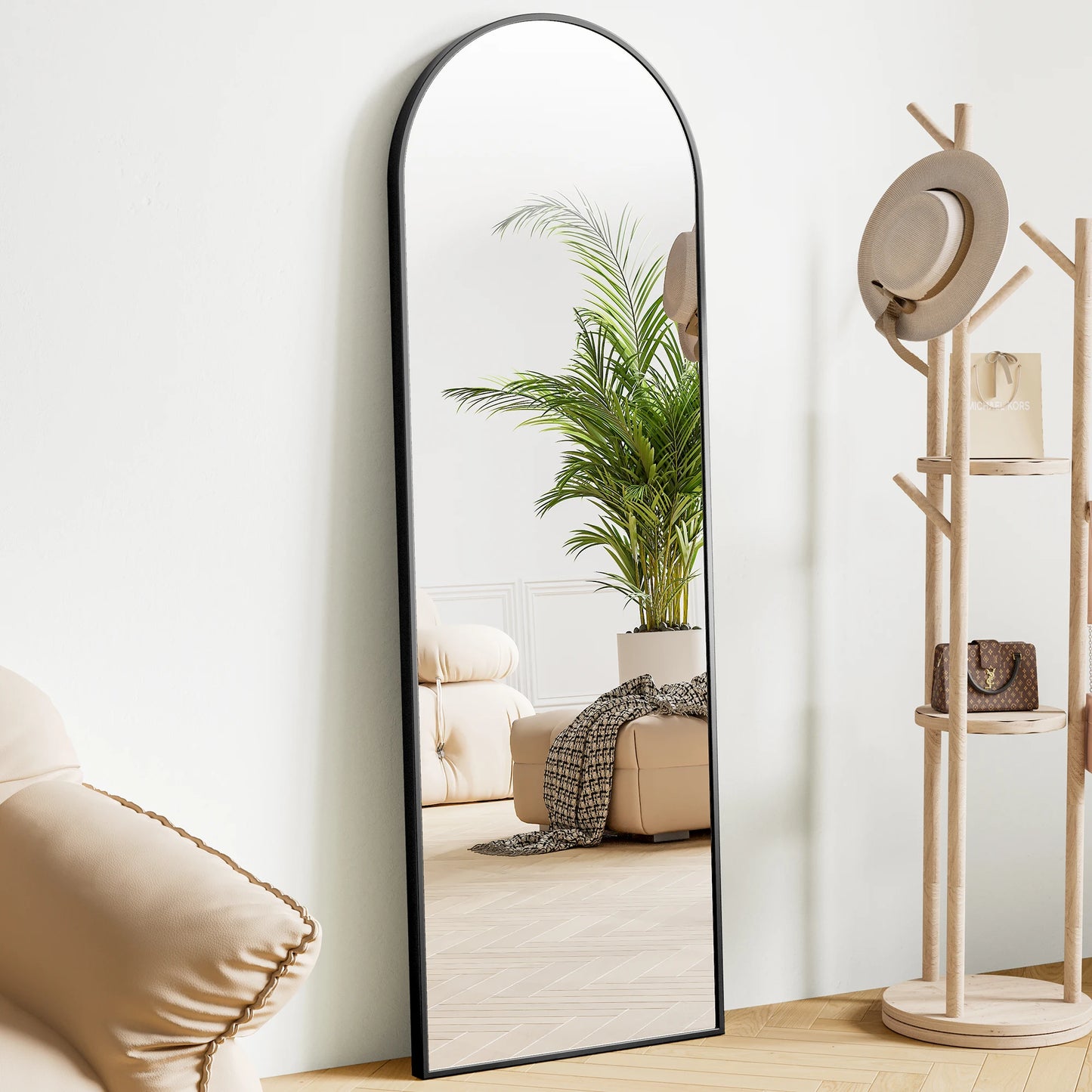 JHK Full Length Wall Mirror With Aluminum Alloy Frame Stand