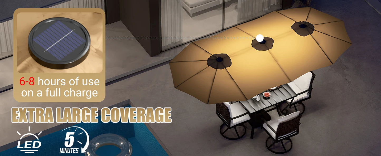 Patio Umbrella With Base Double-Sided Outdoor Shelter