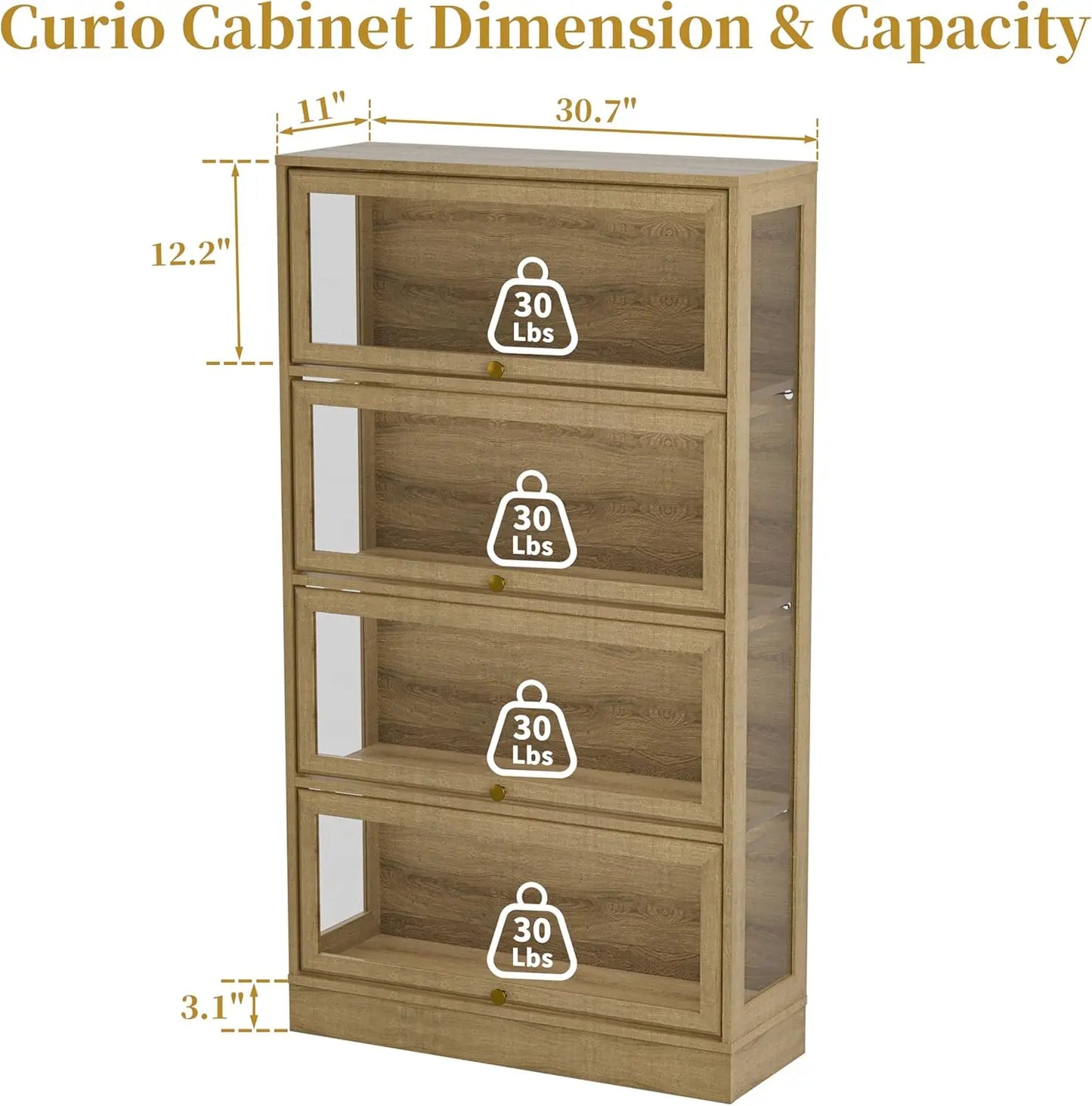 Zhilu Display Cabinet With Acrylic Glass Doors And Led Lighting For Collectibles