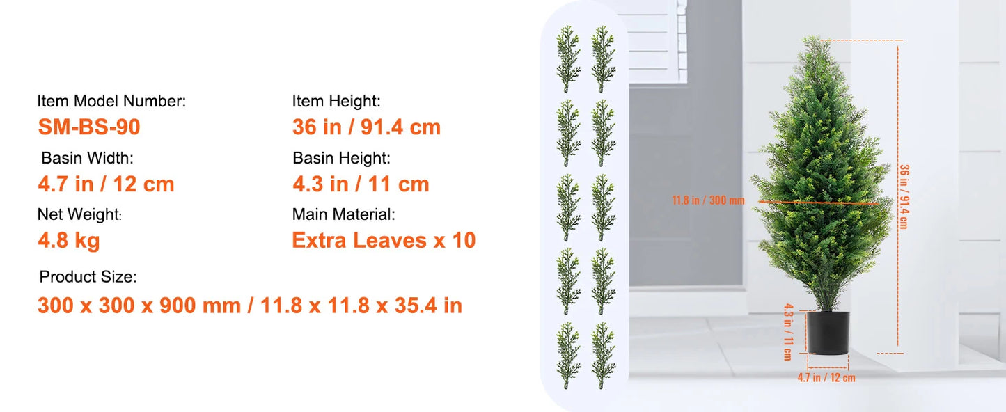 SucceBuy Artificial Cedar Topiary Tree For Outdoor Decor