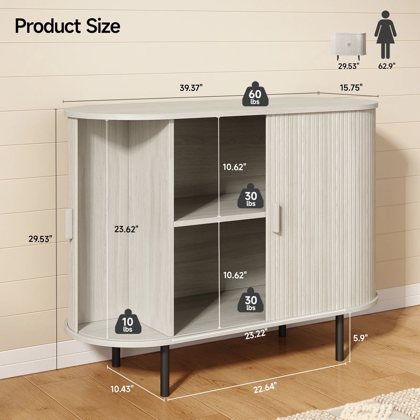 ONBRILL Modern Sideboard Buffet Cabinet With Sliding Doors And Shelves