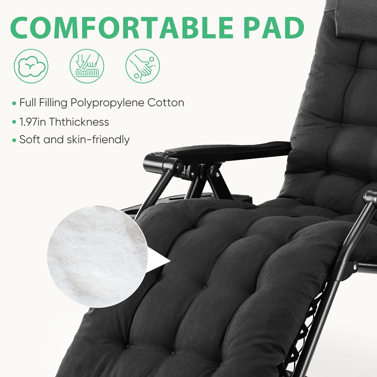 JHK Zero Gravity Recliner Outdoor Patio Lounge Chair With Cup Holder