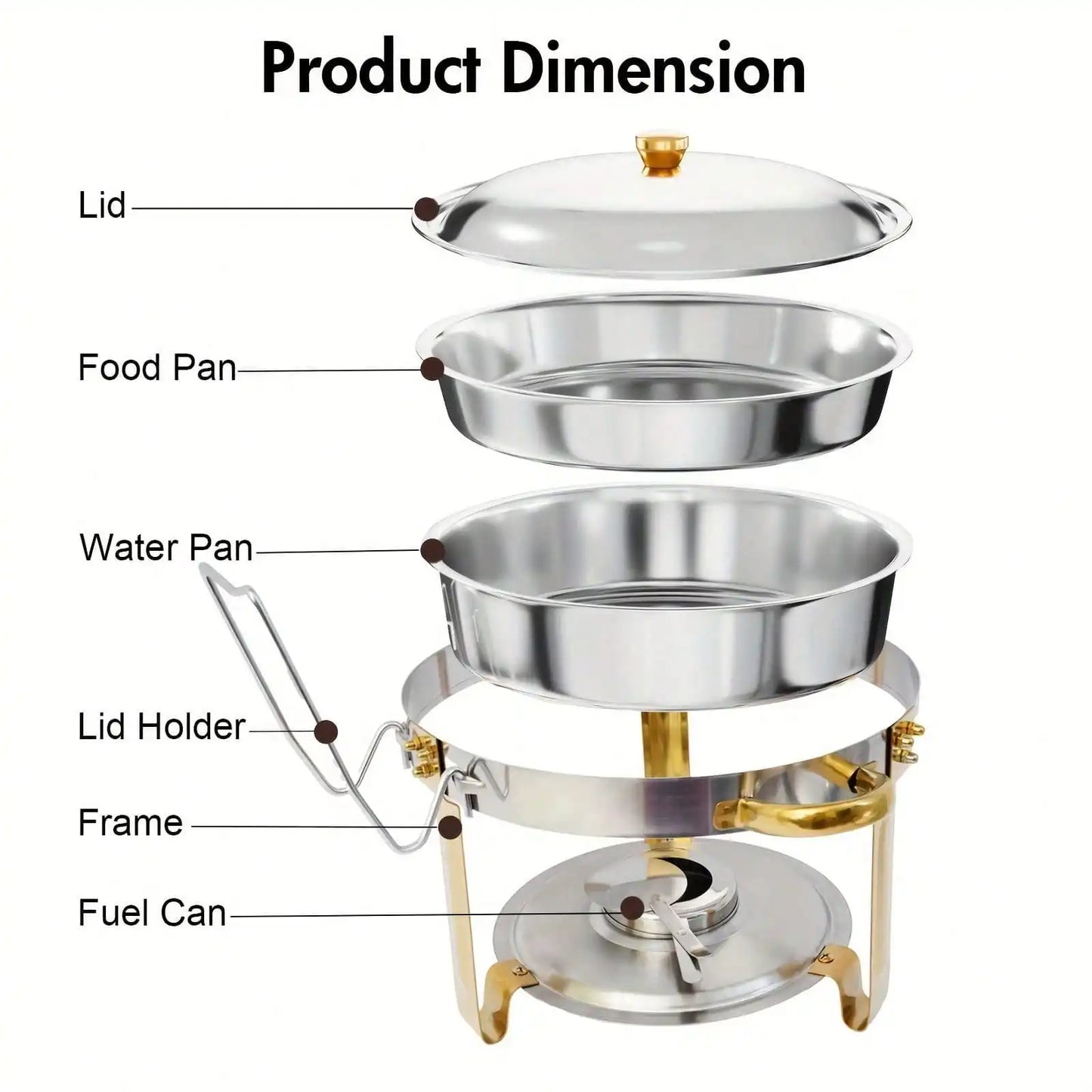 Stainless Steel Round Baking Tray Set 2/4/6 Pack For Buffets