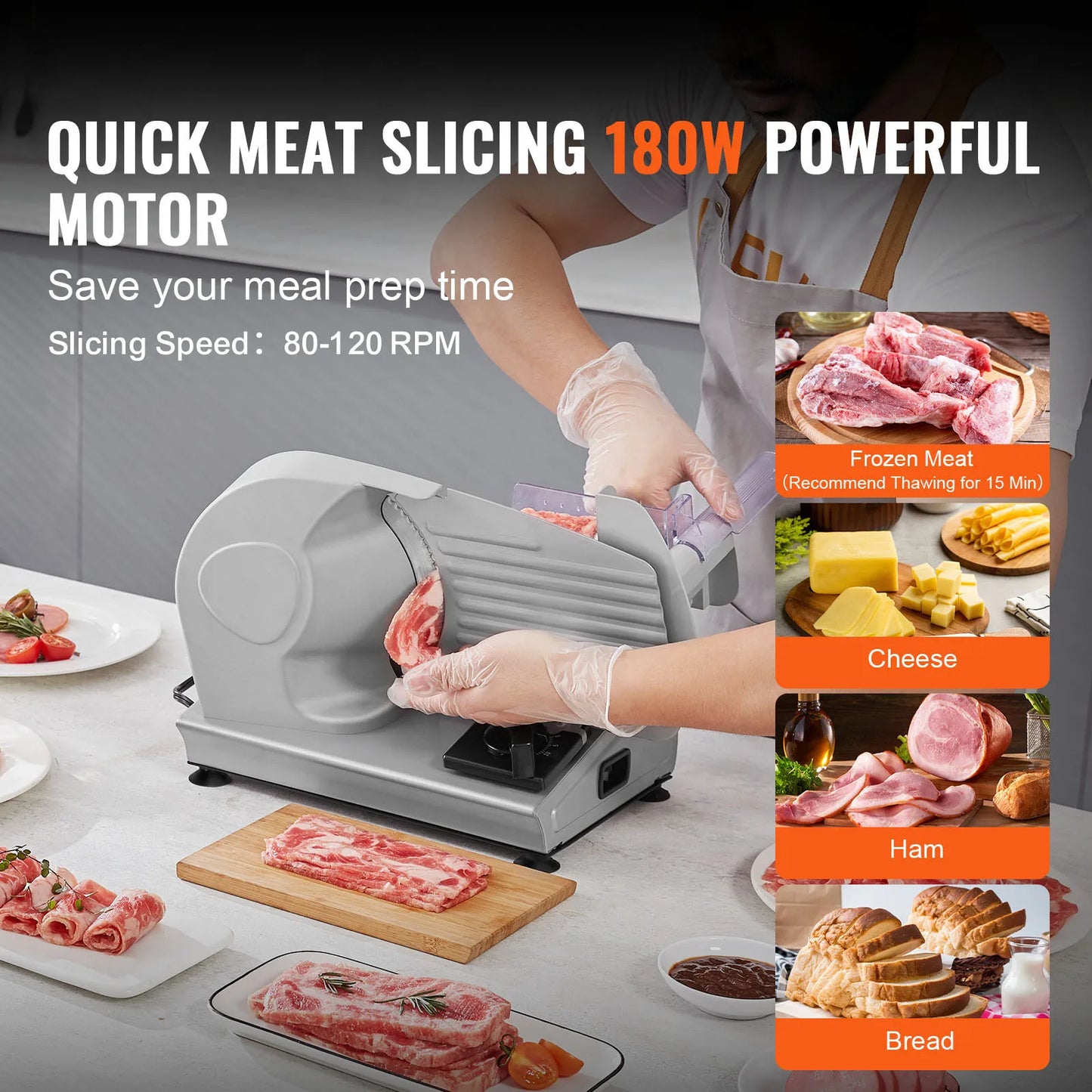 VEVOR Electric Meat Slicer Stainless Steel Blade Guard