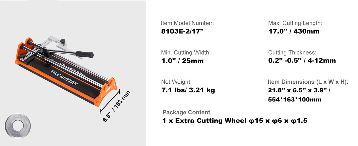 SucceBuy Manual Tile Cutter With Laser Positioning Rails