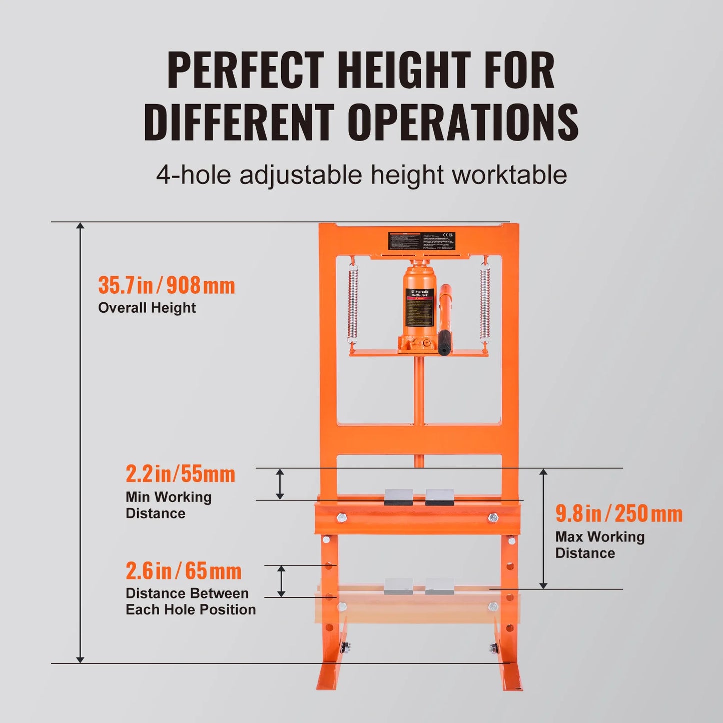 SucceBuy 6T H Frame Hydraulic Shop Press For Garage Workshop