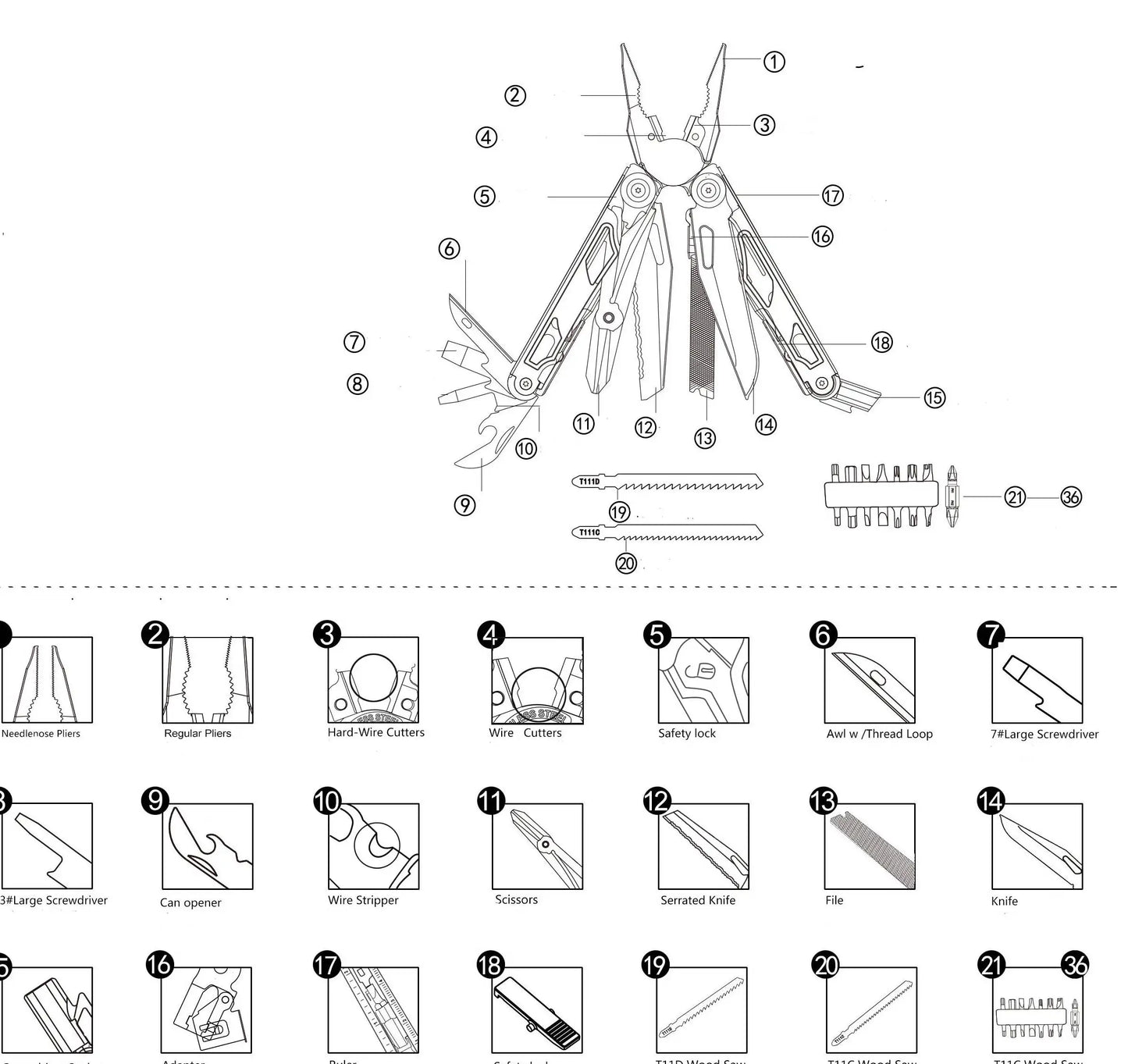 Daicamping Multifunctional Multitool Folding Knife Pliers EDC