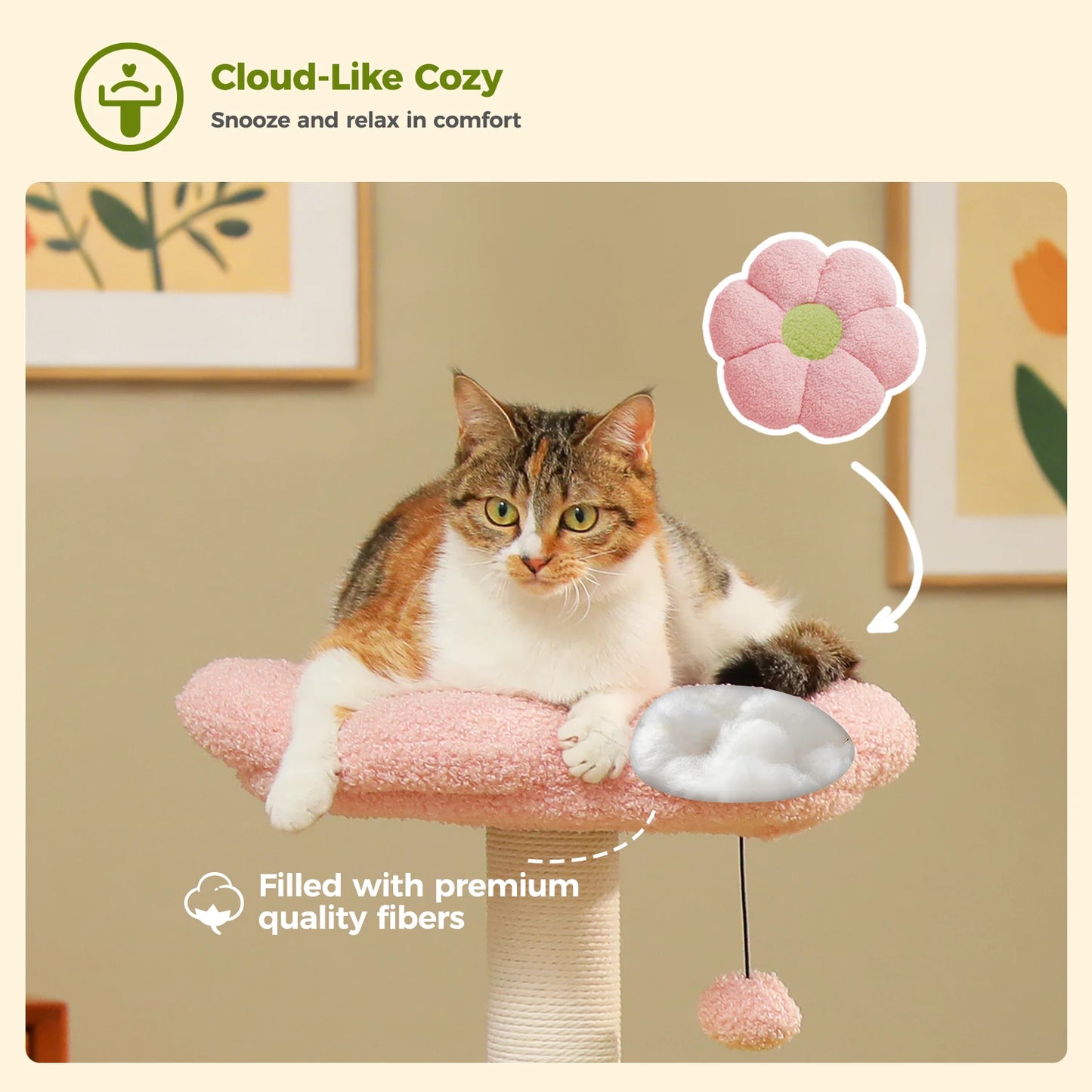 PAWZ Road Flower Cat Tree With Hammocks For Indoor Cats