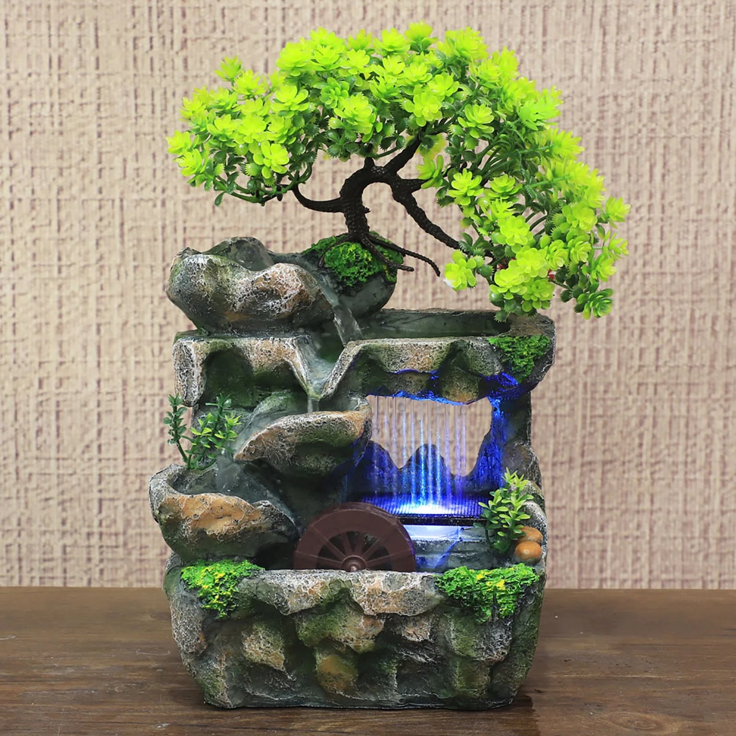 Indoor Fountain Waterfall Decor With LED Lighting For Zen Meditation