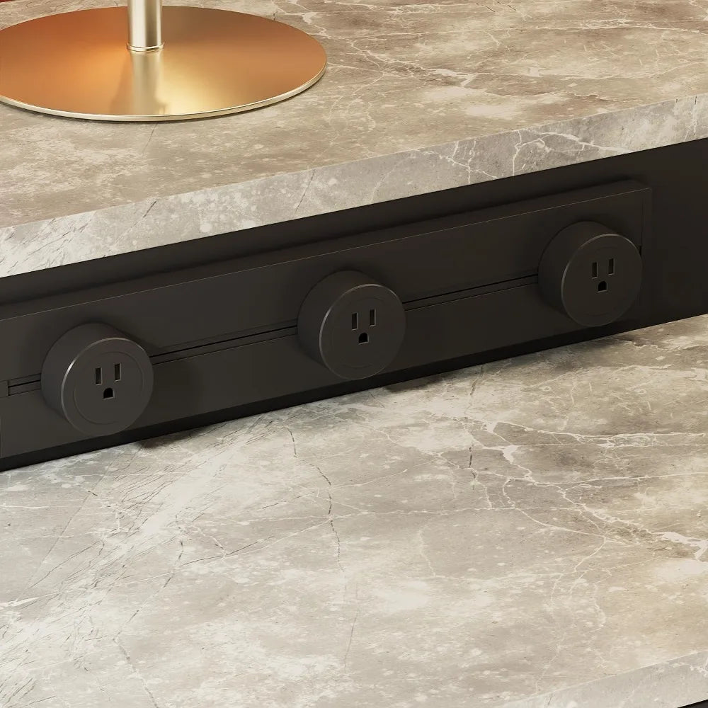 Bar Countertop With Three Charging Outlets And Storage Shelves