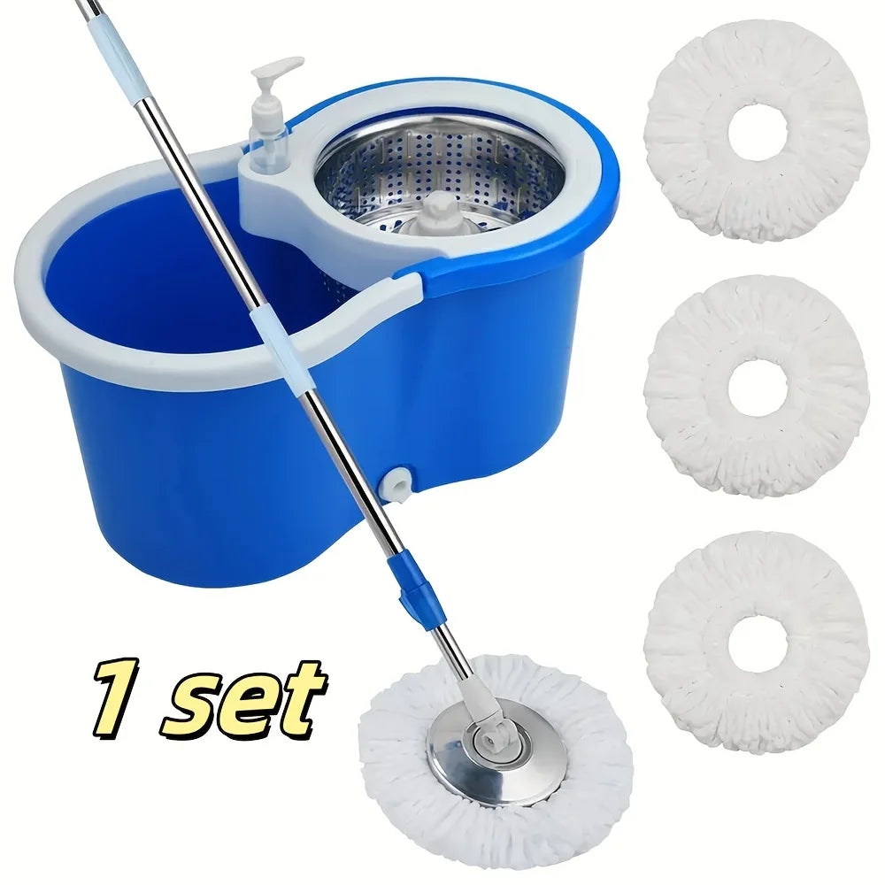 AEHOME Mop Bucket With Wringer Kit 360 Degree Swivel Mop And 3 Replacement Heads