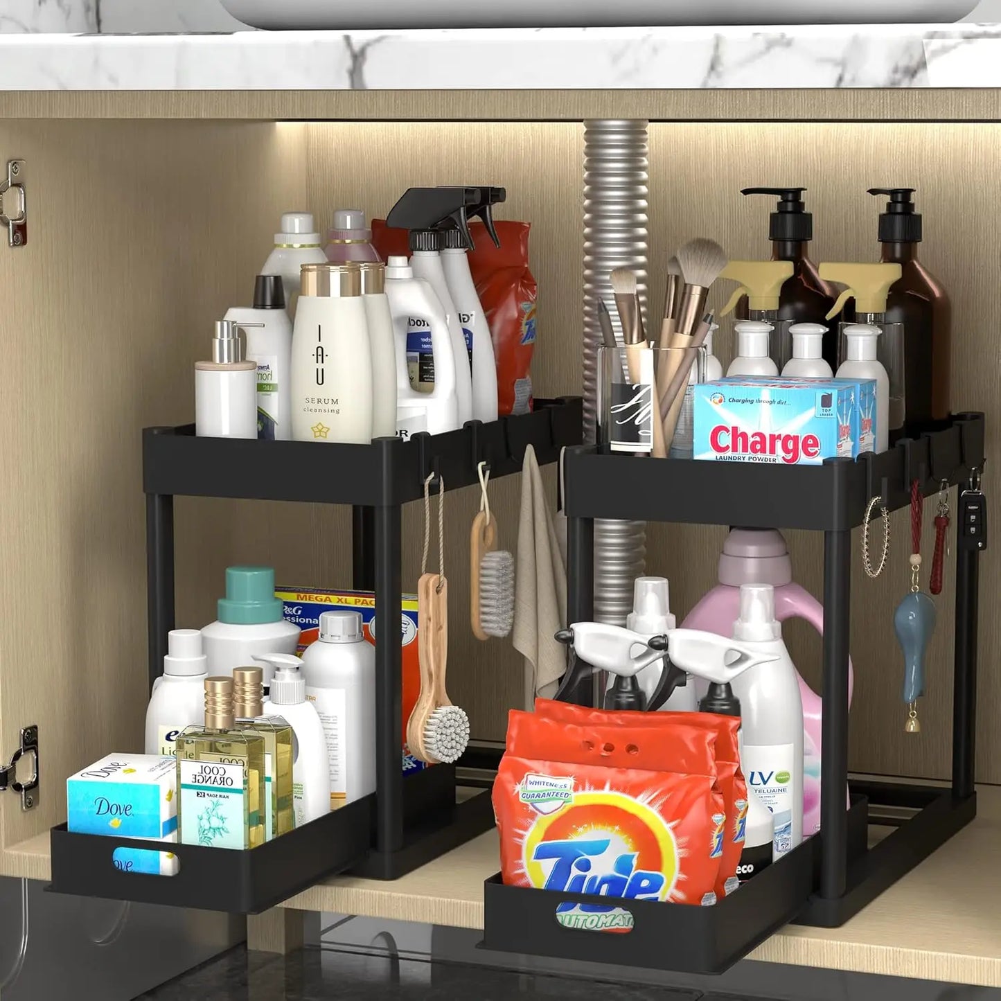 Double-Tier Sink Mounted Storage Rack For Kitchen And Bath
