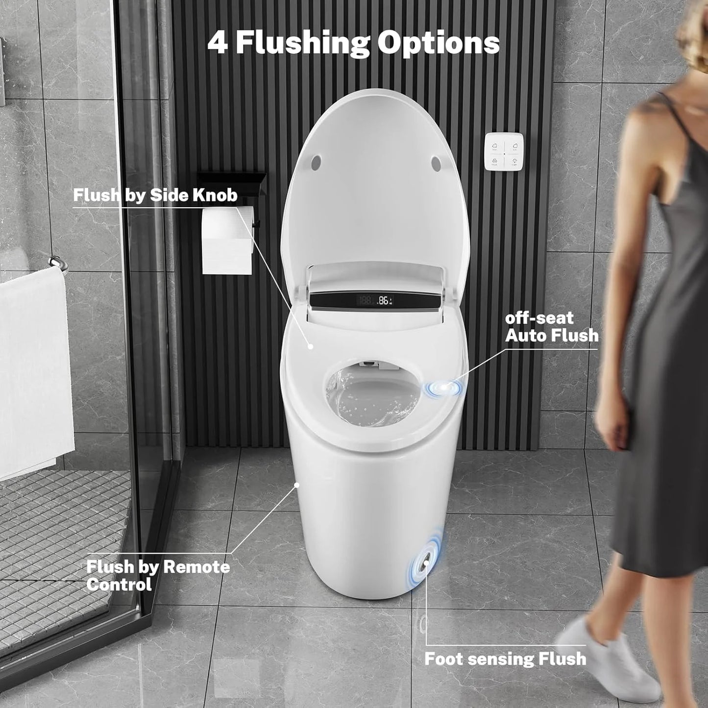 Smart One Piece Tankless Toilet With Heated Seat Night Light