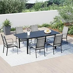 All-Weather Rattan Patio Dining Set With Wood Table And Umbrella Hole