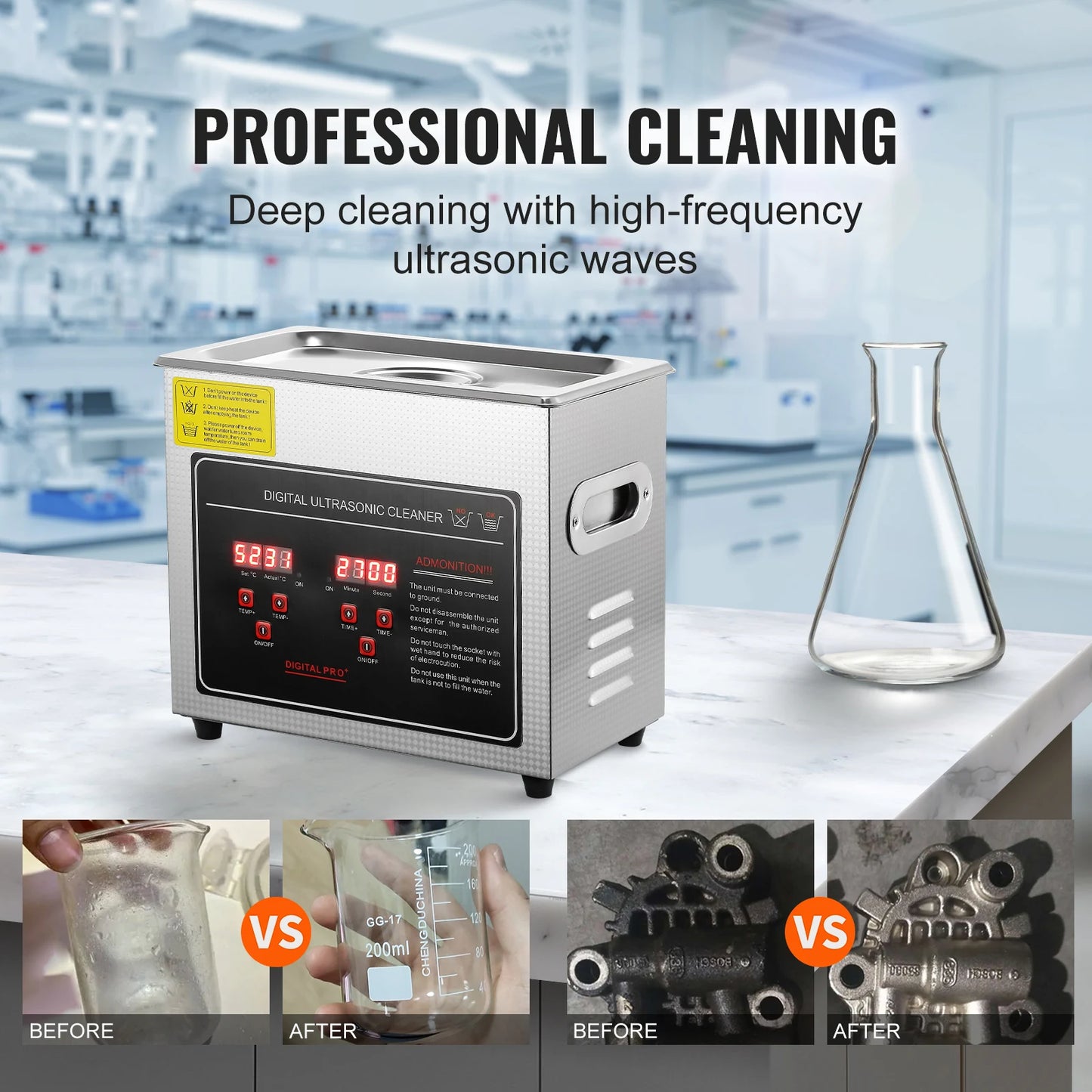 SucceBuy Ultrasonic Cleaner Portable Stainless Steel Home Appliance