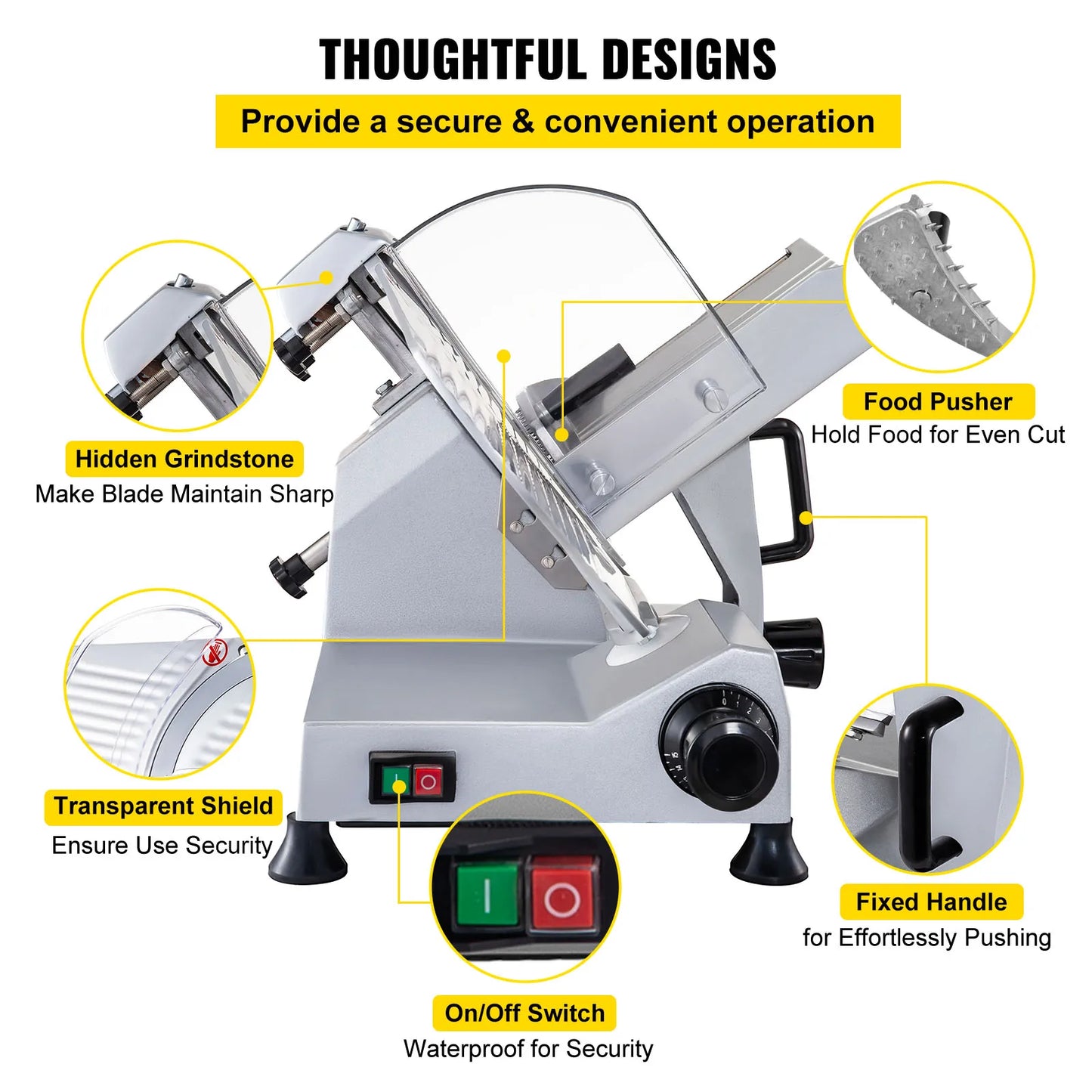 SucceBuy Commercial Meat Slicer 320W Electric Deli Slicer