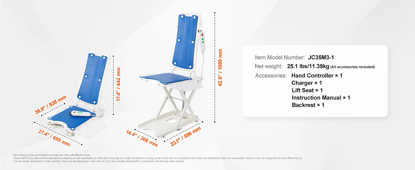 SucceBuy Electric Chair Lift For Seniors With Height Adjustable Support