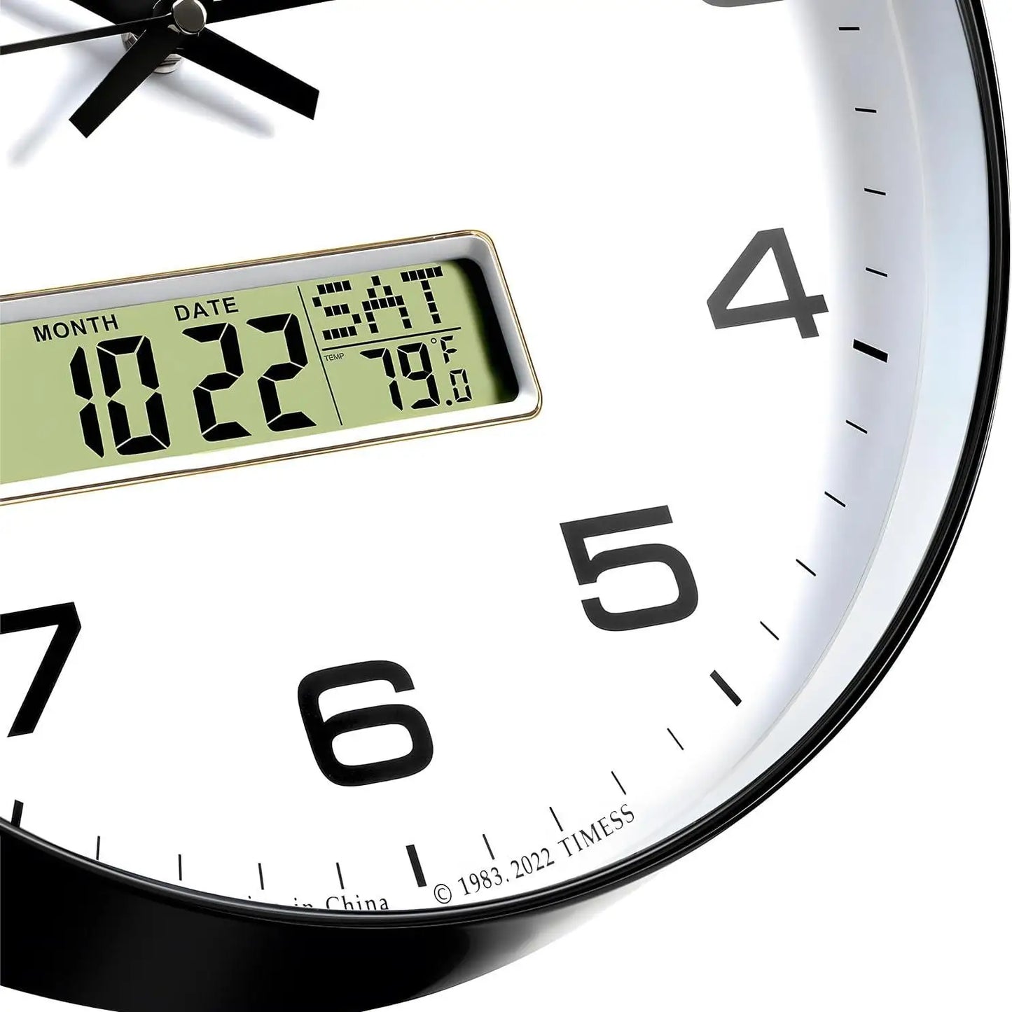 Timess Battery Operated Calendar Wall Clock With Fahrenheit Temperature Display