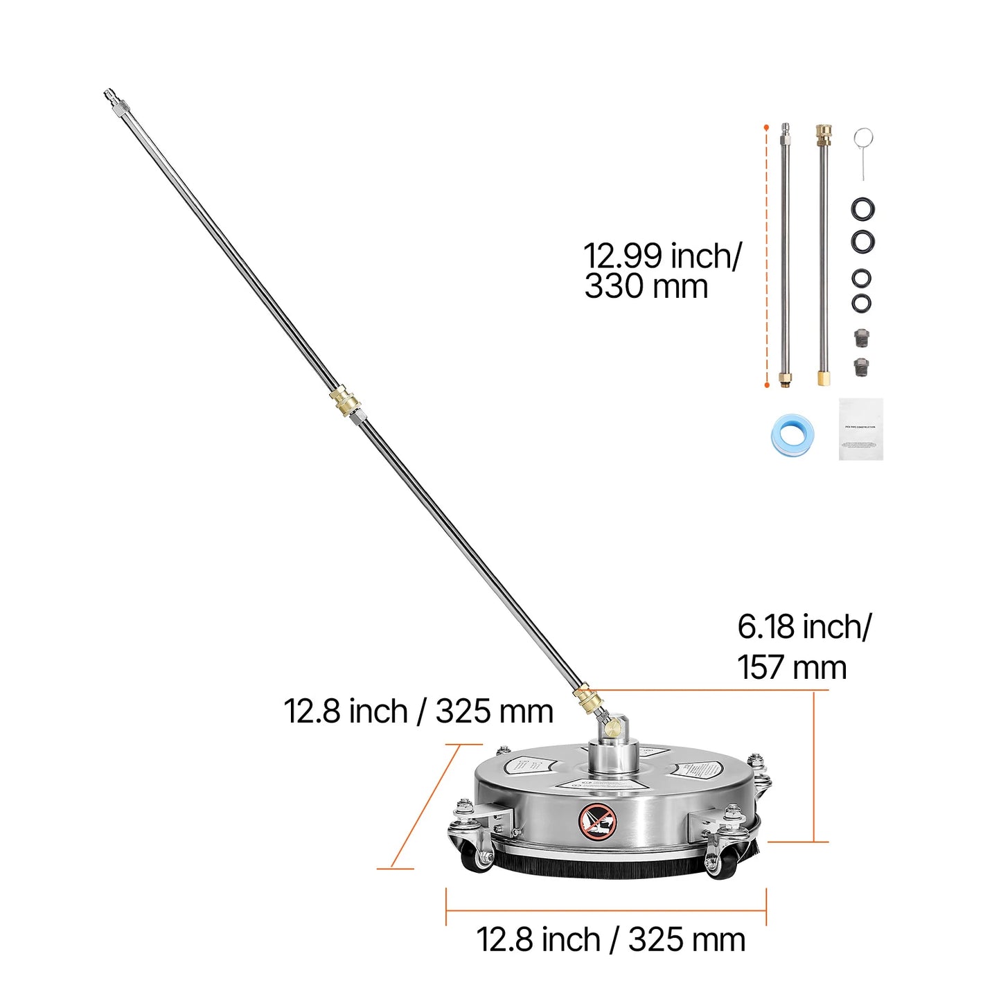 VEVOR Pressure Washer Surface Cleaner Stainless Steel With 4 Wheels