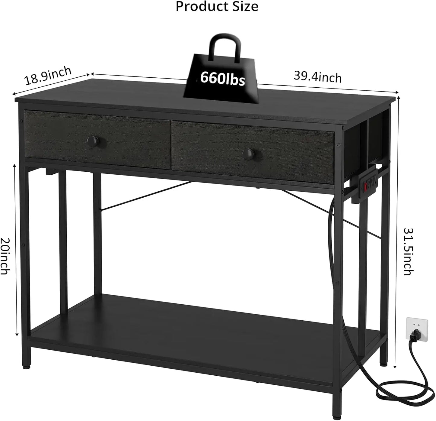 Aquarium Stand With Power Outlet And Metal Frame Cabinet Storage