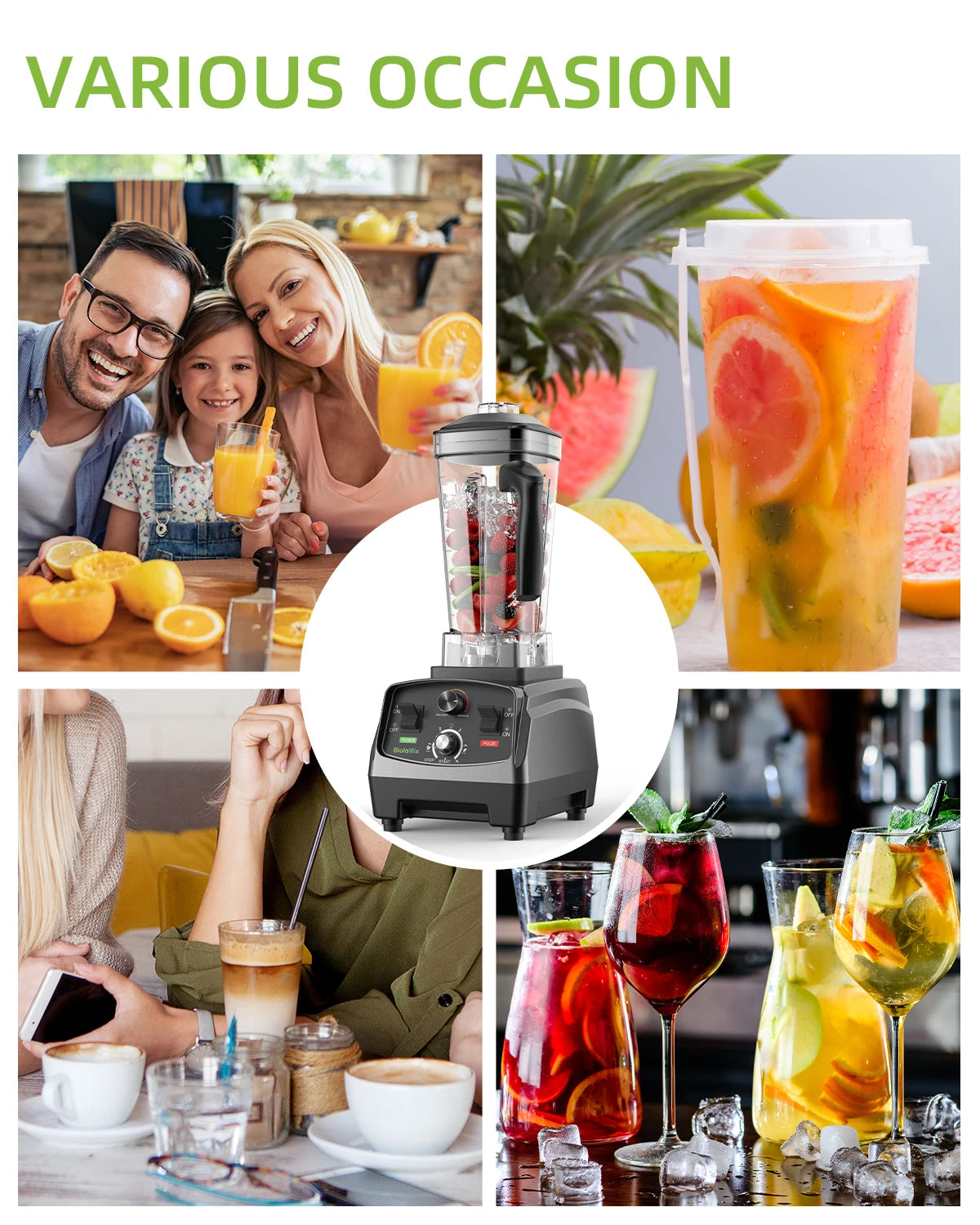 Biolomix 3HP Heavy Duty Blender Juicer Processor 2200W