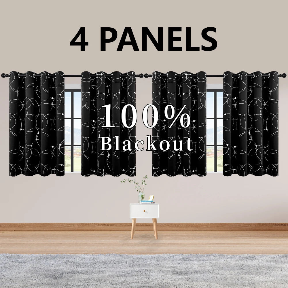 4 Piece Blackout Grommet Curtains Thermal Insulated Room Darkening