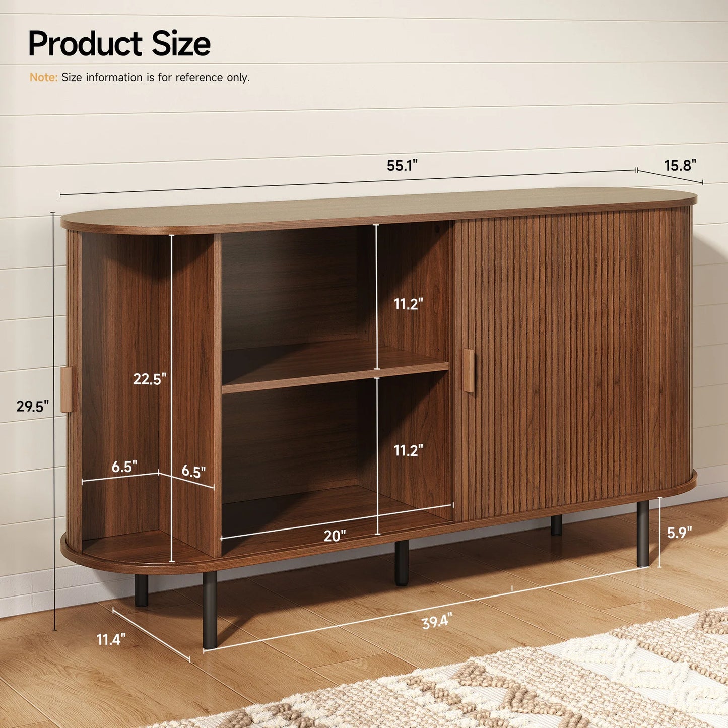 ONBRILL Modern Sideboard Buffet Cabinet With Sliding Doors And Shelves