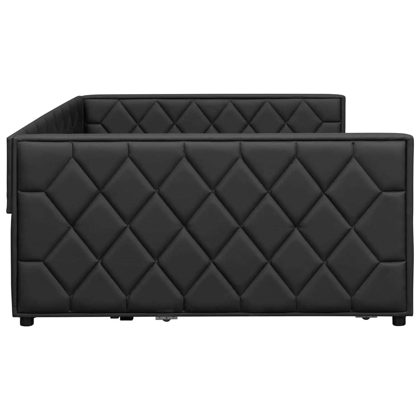 PU Upholstered Daybed With Trundle LED Sofa Bed Frame