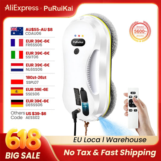 PuRuikai Window Cleaning Robot With Water Spraying and Edge Detection
