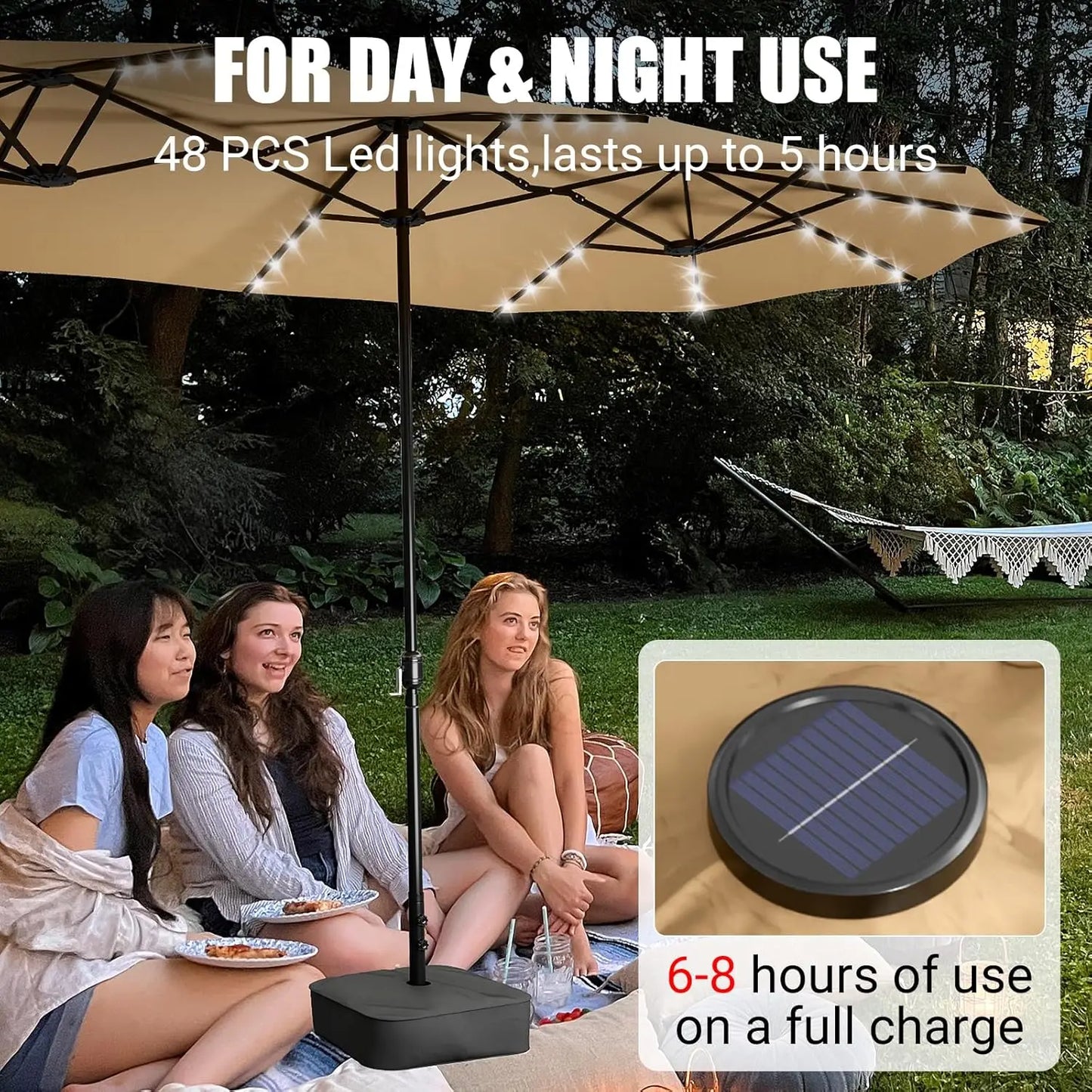 Patio Umbrella With Base Double-Sided Outdoor Shelter