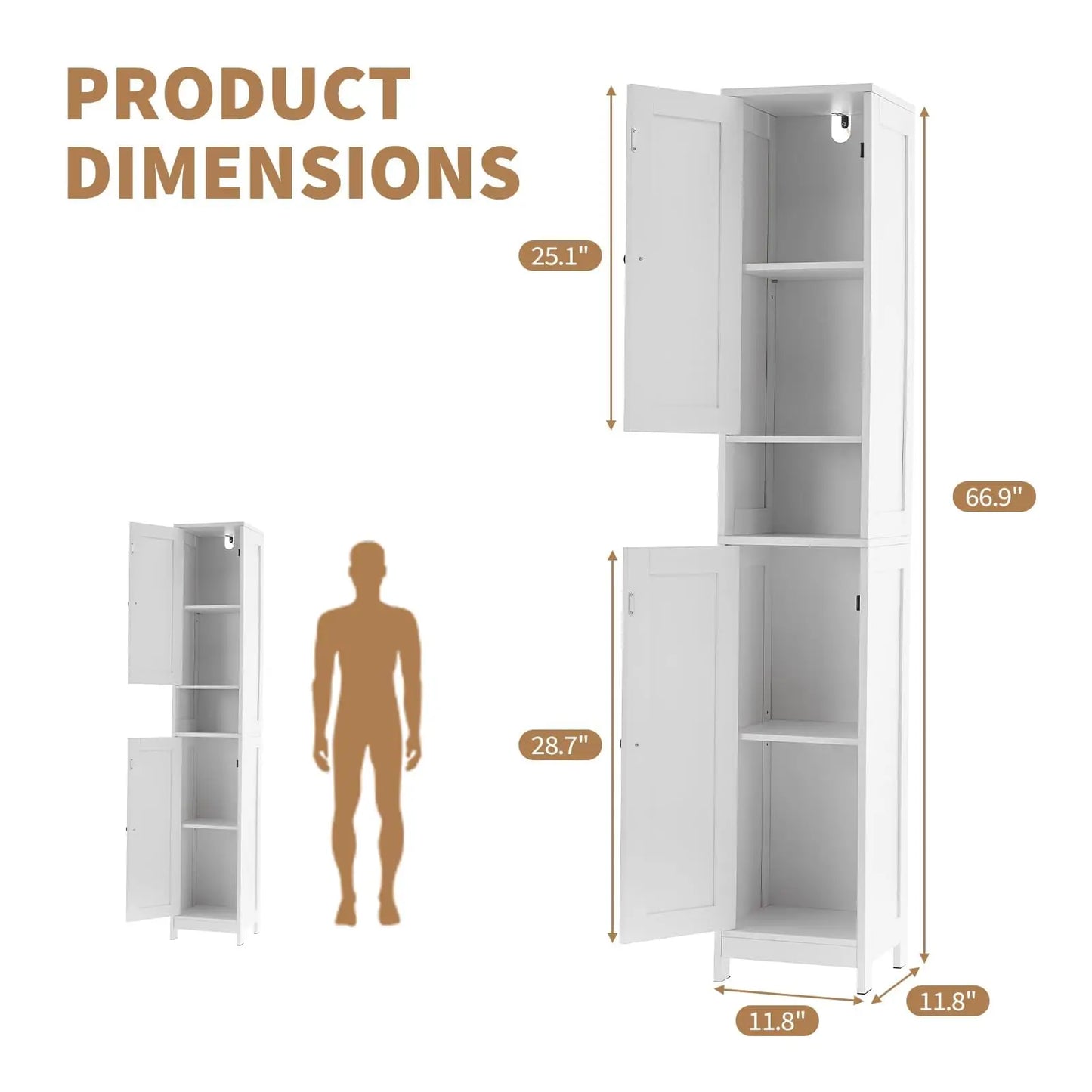 HiMISS Tall Narrow Bathroom Storage Cabinet With Anti Tip Kit