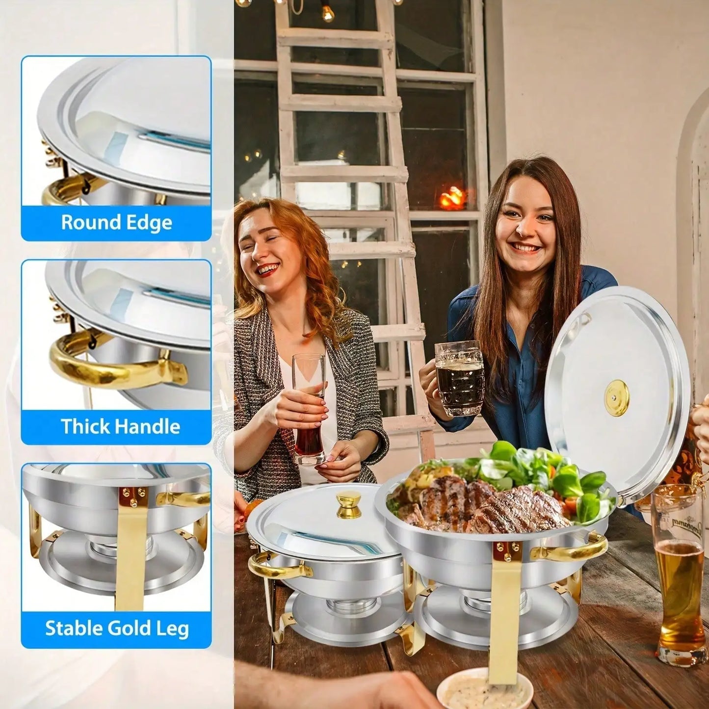 Stainless Steel Round Baking Tray Set for Buffets