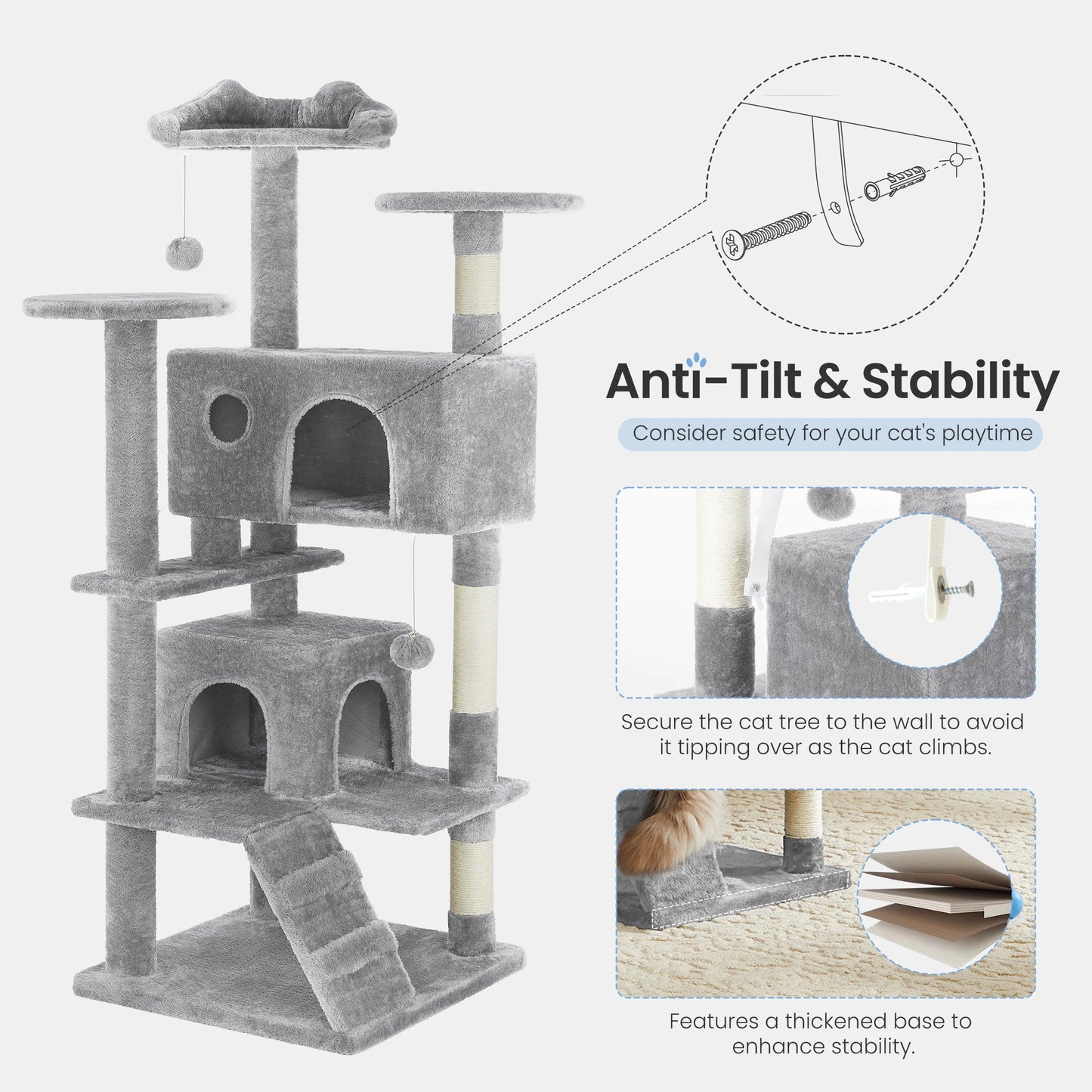 MCQ Indoor Cat Tree Tower With Sisal Scratching Posts