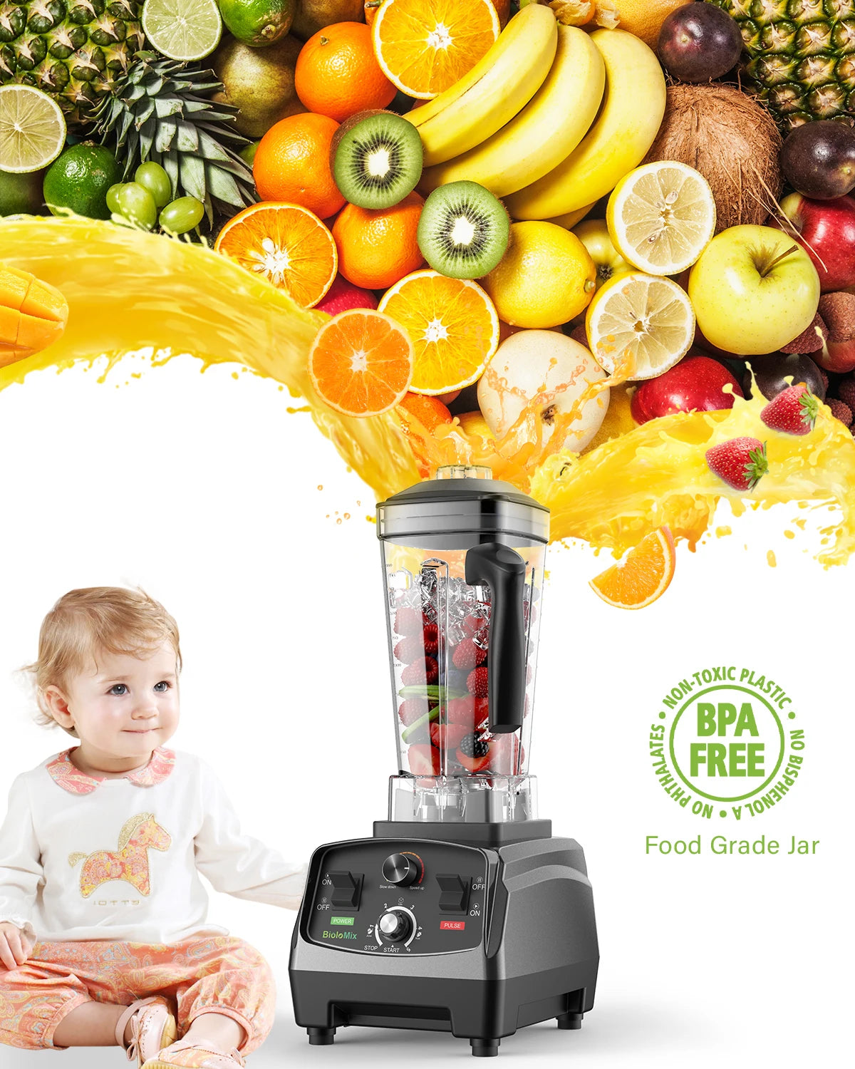Biolomix 3HP Heavy Duty Blender Juicer Processor 2200W