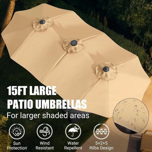 Patio Umbrella With Base Double-Sided Outdoor Shelter