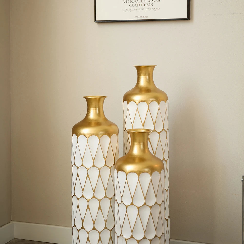 TWISTER.CK Floor Metal Vase Set Modern Drop Shaped Standing Vases