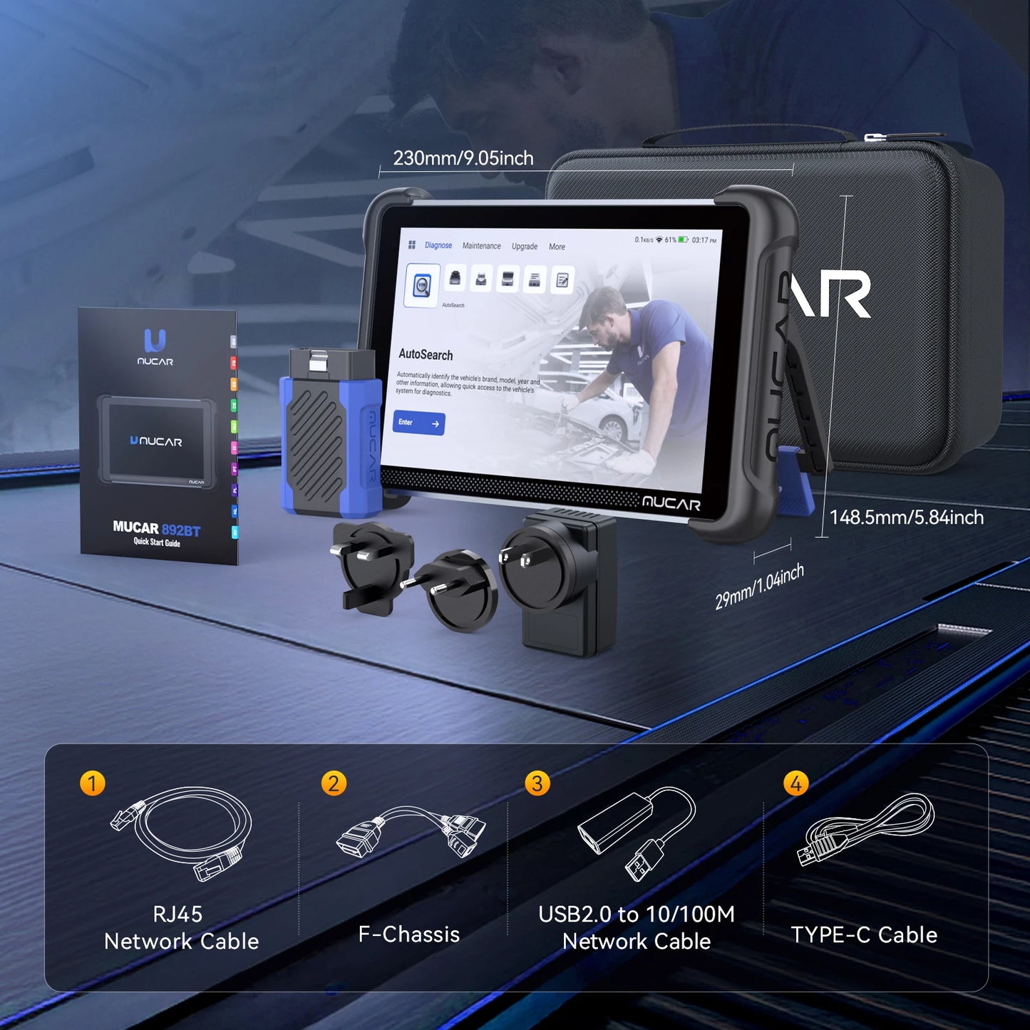 MUCAR 892BT AI Key Programming Diagnostic Tool OBD2 Scanner CAN FD DOIP